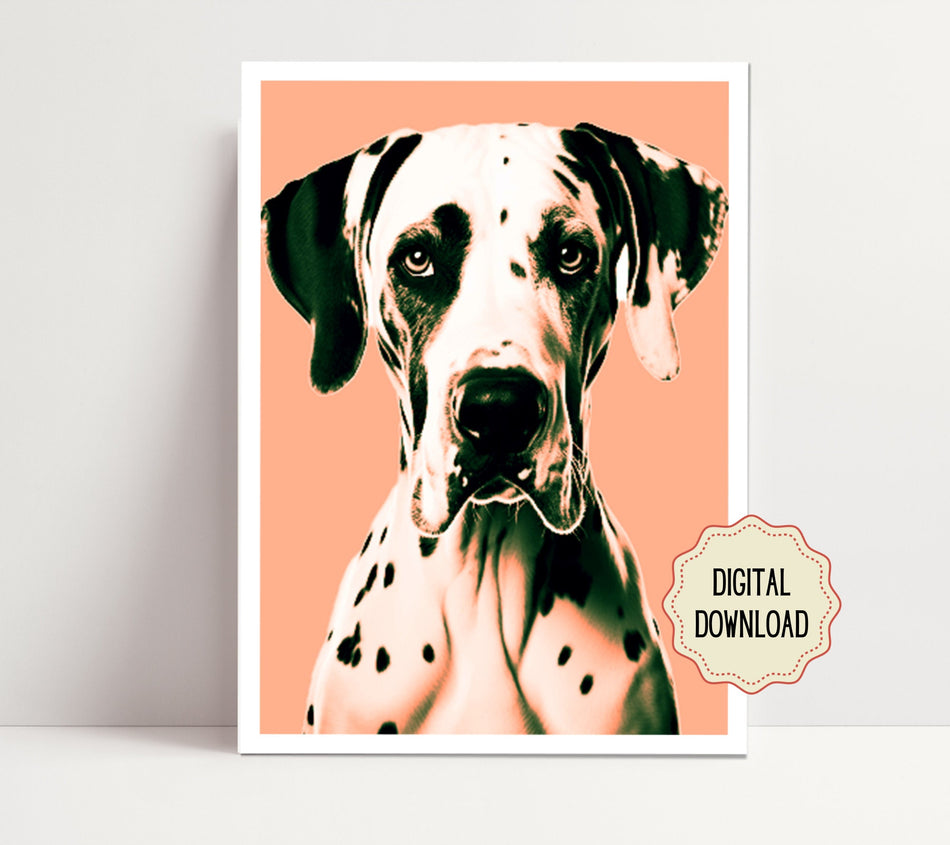 Digital Original, Dog Artwork, Great Dane Funny, Multi Colored, Girl or Boy Gift for Bedroom or Playroom, Great Dane Dog, dog lover gift