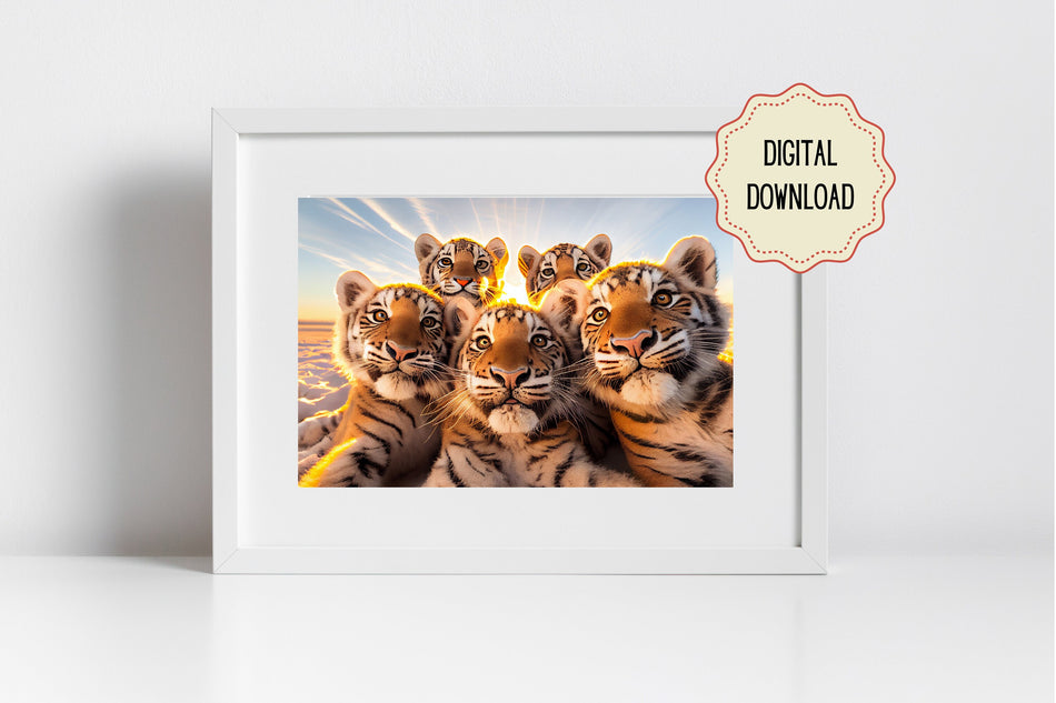 Digital Original, Animal Selfie Artwork, Funny Animal Wall Art, Quirky Animal Art, Home Decor, Printables, AI Created, Animal Humour Prints