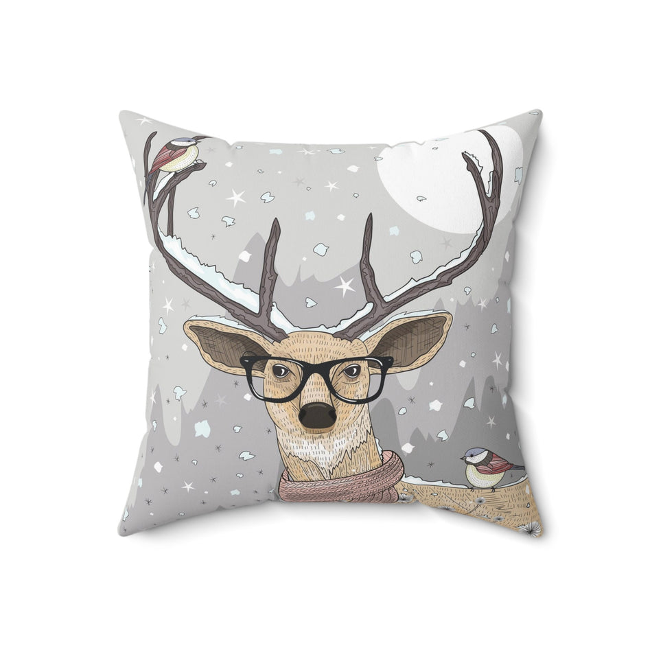 Deer Winter Throw Pillow, accent pillow, flower room, livingroom decor, bedroom throw pillow, home decor, colour pillow, accent cushion gift