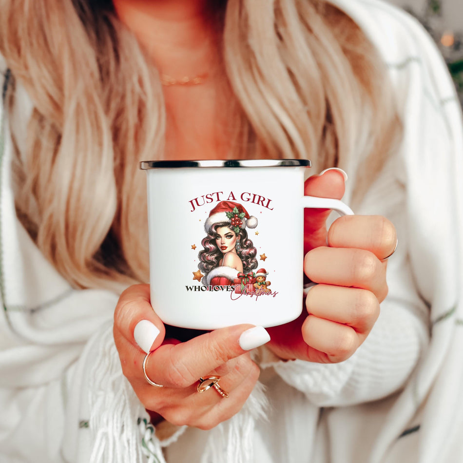 Festive Enamel Camping Mug - Perfect for Nature Lovers, Holiday Gatherings, Outdoor Adventures, Christmas Gift, Coffee Lovers