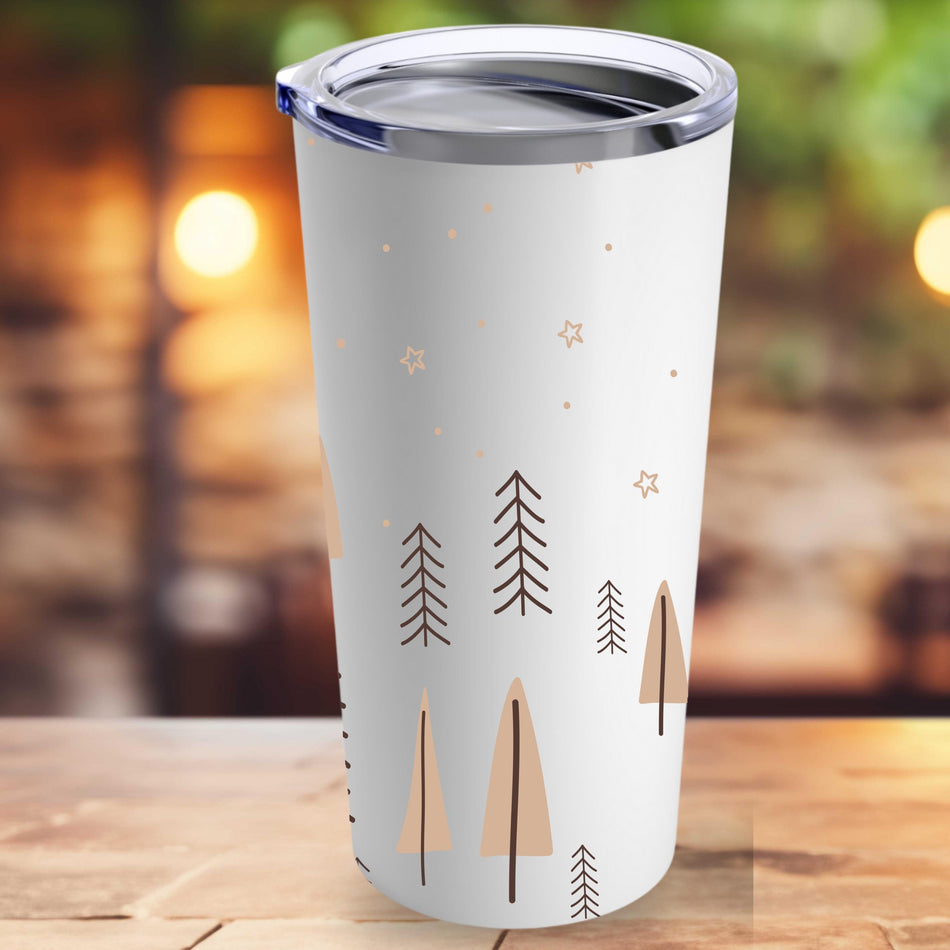 Rustic Forest Tumbler, Camping, Nature Lovers Gift, Personalized Travel Mug, Holiday Drinkware, Outdoor Adventure