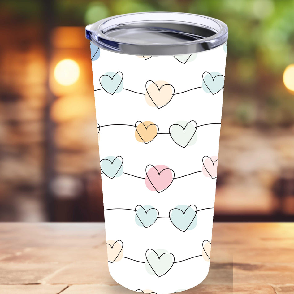 Heart Strings Tumbler | Cute Travel Mug, Gift for Her, Everyday Hydration, Valentines Day Gift, Love Decor